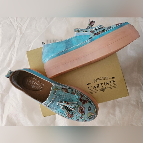 L'Artiste Turquoise Blu Platforms Sz 9 - Picture 2 of 8
